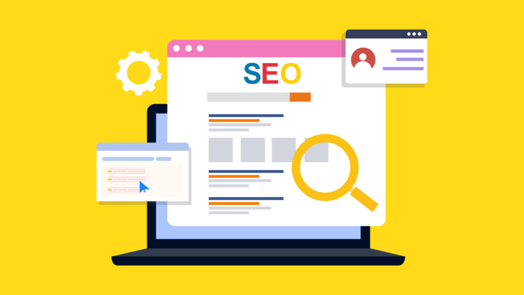 on page seo optimization illustration showing headings keywords content and internal links