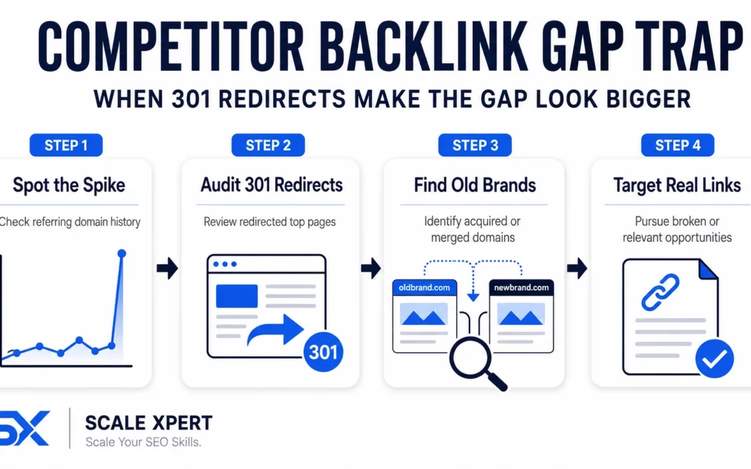 Competitor Backlink Gap Trap: When 301 Redirects Make the Gap Look Bigger